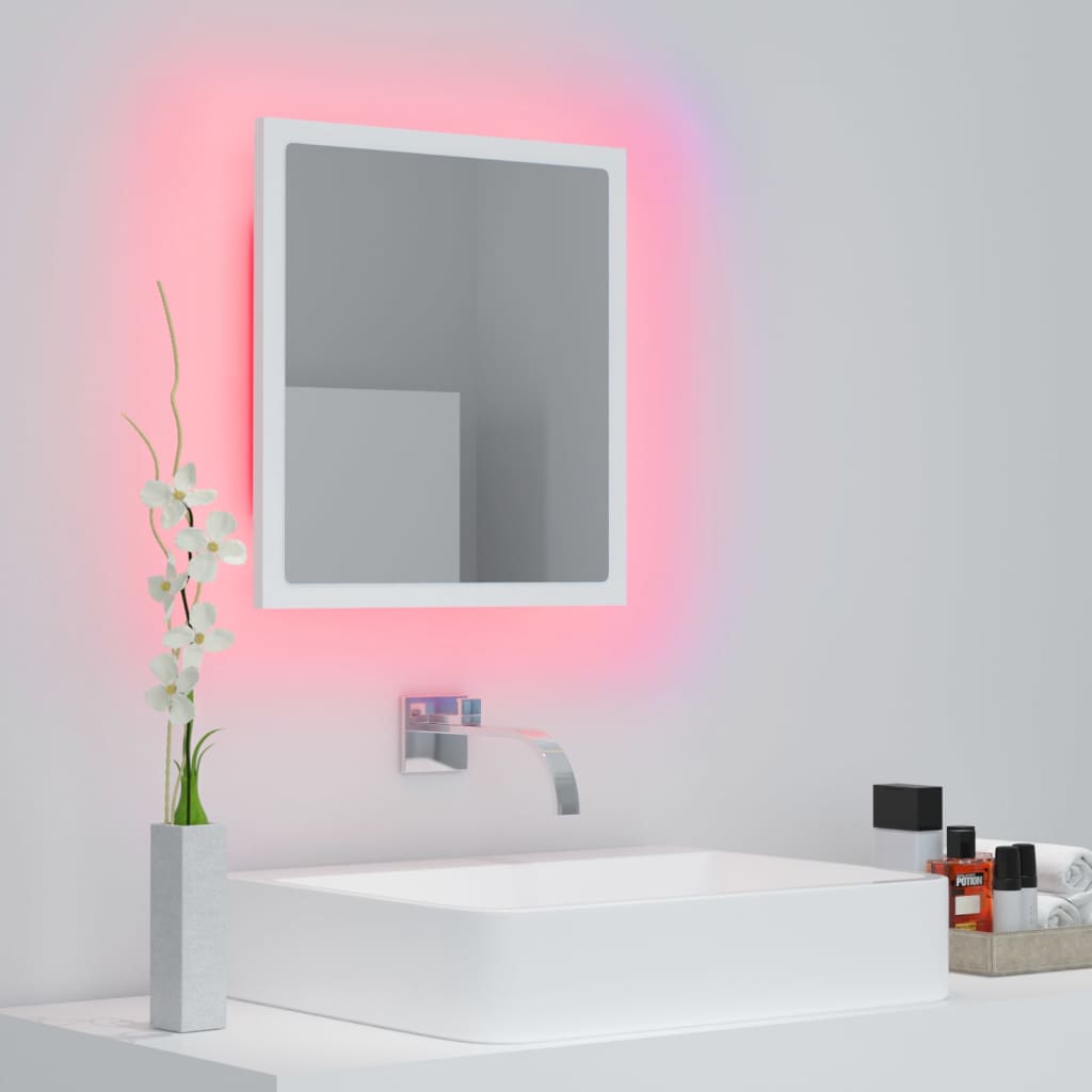 Specchio da Bagno con LED-Specchio per Bagno Bianco 40x8,5x37 cm in Acrilico