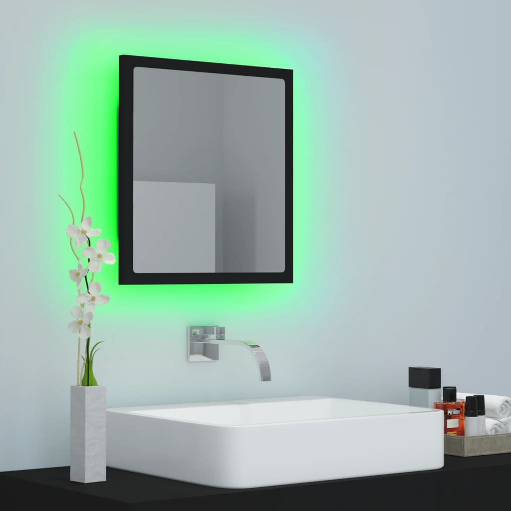 Specchio da Bagno a LED Nero 40x8,5x37 cm in Acrilico 804909