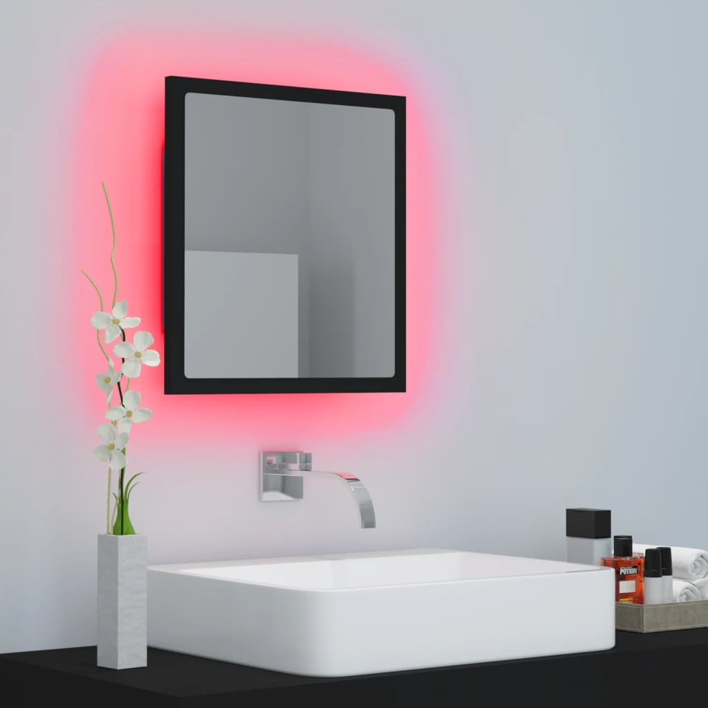 Specchio da Bagno a LED Nero 40x8,5x37 cm in Acrilico 804909