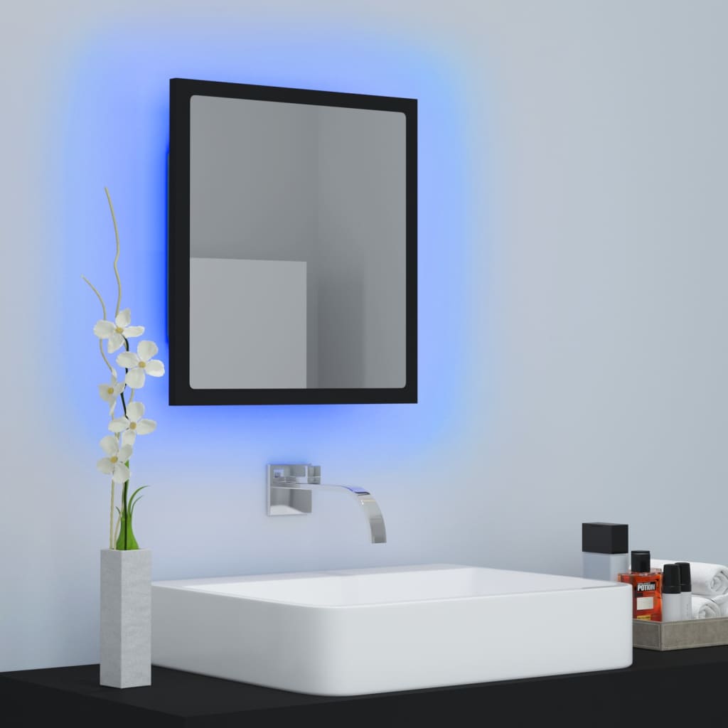 Specchio da Bagno-Specchio per il bagno  a LED Nero 40x8,5x37 cm in Acrilico