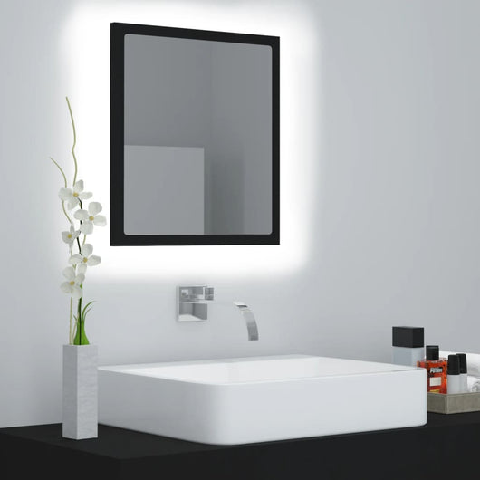 Specchio da Bagno a LED Nero 40x8,5x37 cm in Acrilico 804909