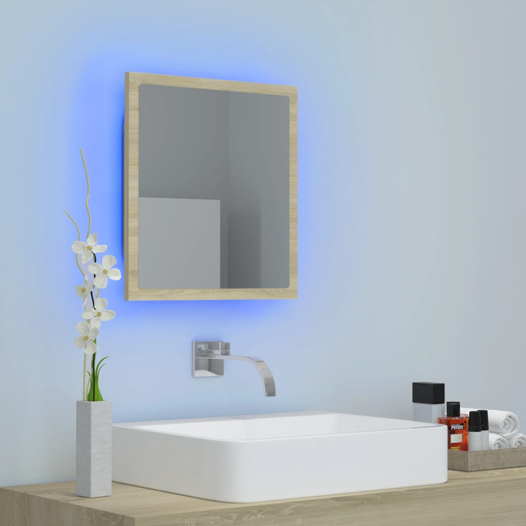 Specchio da Bagno LED Rovere Sonoma 40x8,5x37 cm in Truciolato cod mxl 66720