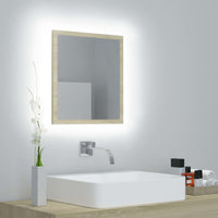 Specchio da Bagno LED-Specchio decorativo con LED Rovere Sonoma 40x8,5x37 cm in Acrilico