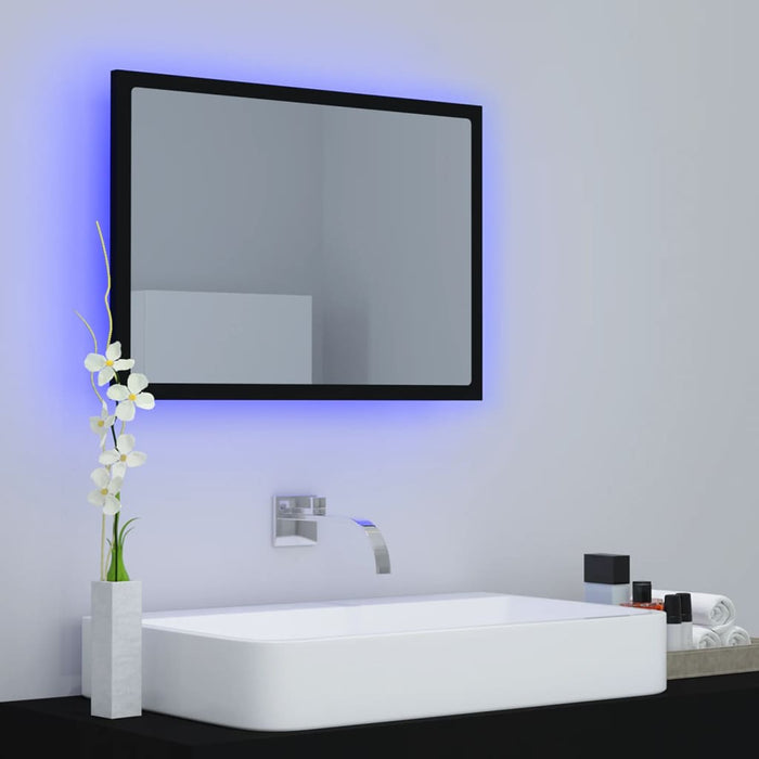 Specchio da Bagno a LED-Specchio per Bagno Nero 60x8,5x37 cm in Acrilico