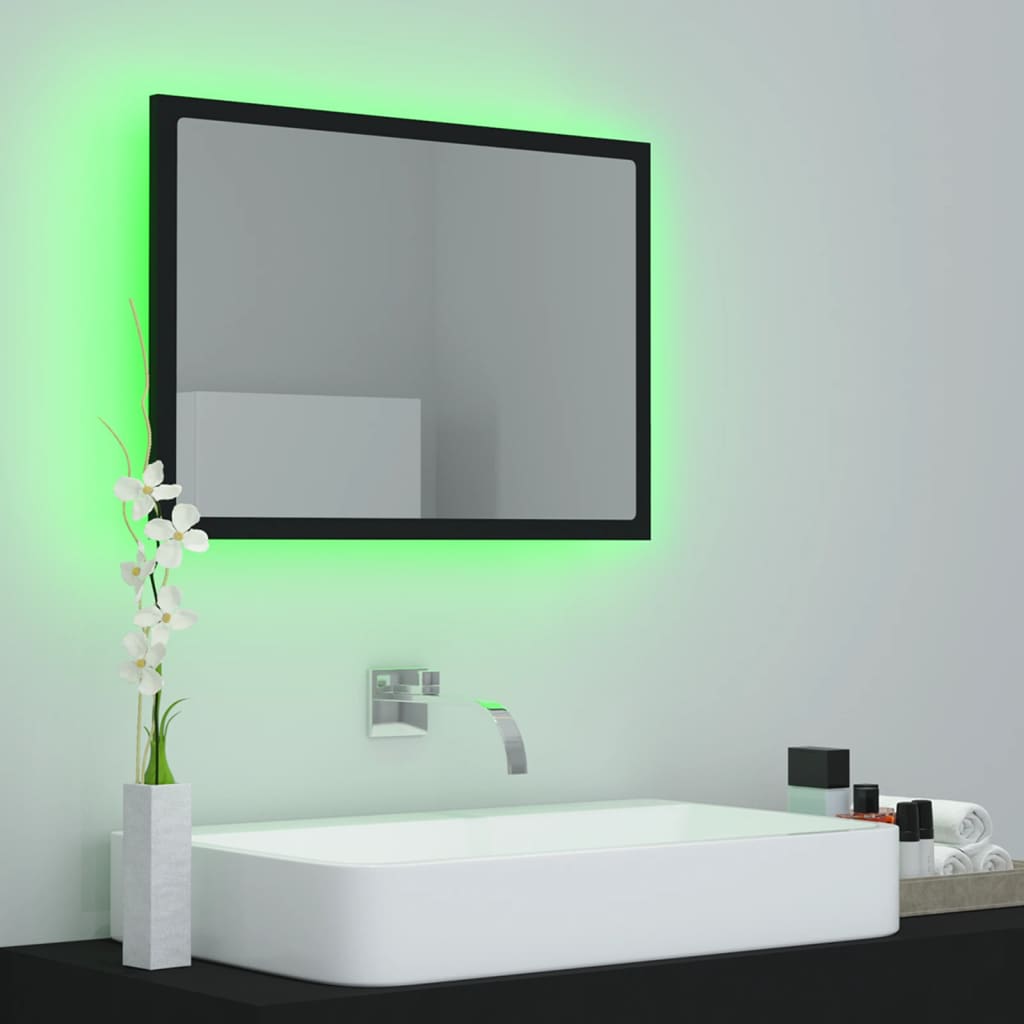 Specchio da Bagno a LED Nero 60x8,5x37 cm in Acrilico 804917