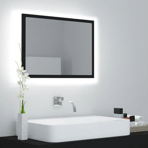 Specchio da Bagno a LED-Specchio per Bagno Nero 60x8,5x37 cm in Acrilico