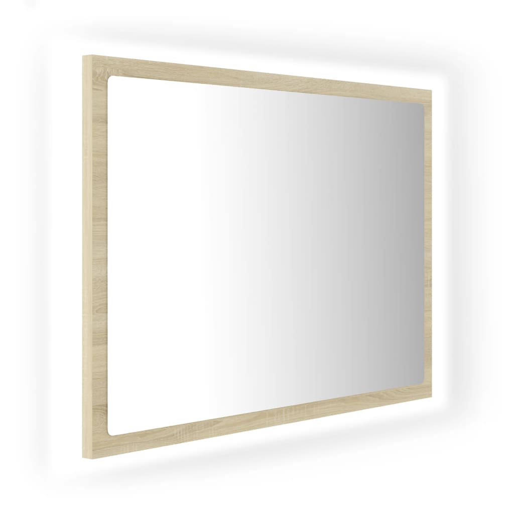 Specchio da bagno LED 60 x 8,5 x 37 cm rovere acrilico 02_0006962