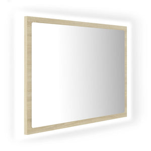 Specchio da bagno LED 60 x 8,5 x 37 cm rovere acrilico 02_0006962