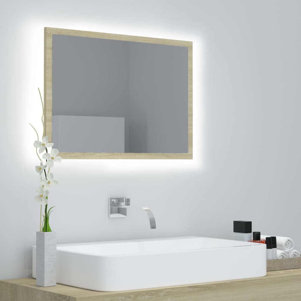 Specchio da Bagno LED Rovere Sonoma 60x8,5x37 cm in Acrilico 804919