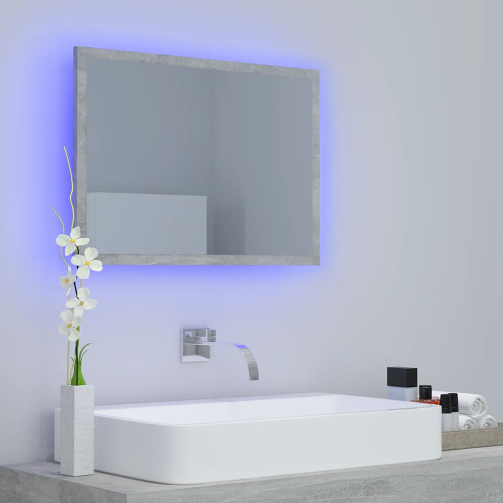 Specchio da Bagno a LED Grigio 60x8,5x37 cm in Acrilico 804920