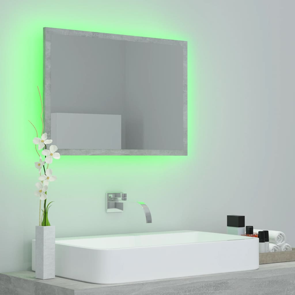 Specchio da Bagno a LED Grigio 60x8,5x37 cm in Acrilico 804920
