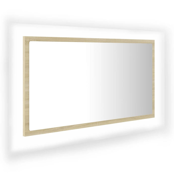 Specchio da Bagno LED Rovere Sonoma 80x8,5x37 cm in Acrilico 804927