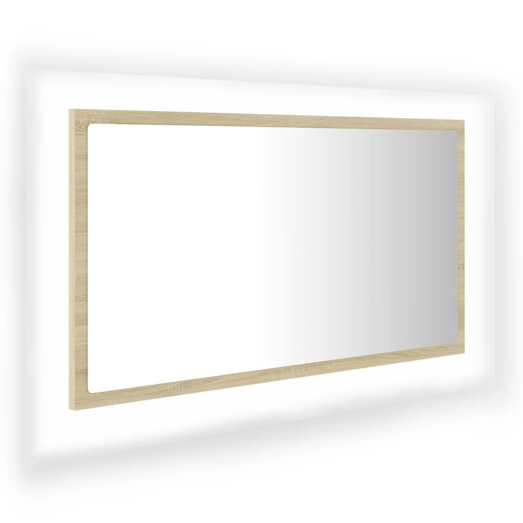 Specchio da Bagno-Specchio per il bagno  LED Rovere Sonoma 80x8,5x37 cm in Acrilico