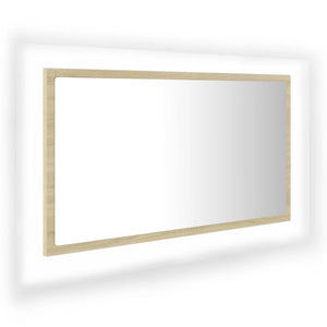 Specchio da Bagno-Specchio per il bagno  LED Rovere Sonoma 80x8,5x37 cm in Acrilico