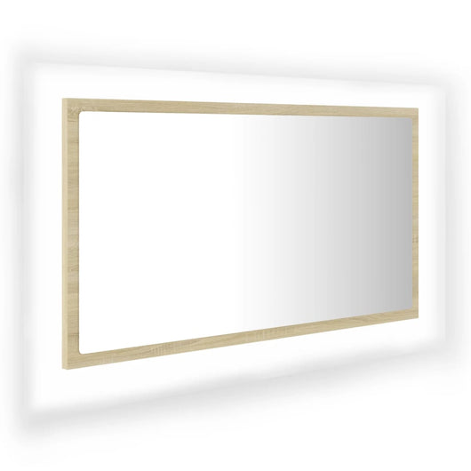 Specchio da Bagno-Specchio per il bagno  LED Rovere Sonoma 80x8,5x37 cm in Acrilico