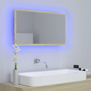 Specchio da Bagno-Specchio per il bagno  LED Rovere Sonoma 80x8,5x37 cm in Acrilico