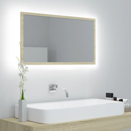 Specchio da Bagno LED Rovere Sonoma 80x8,5x37 cm in Truciolato cod mxl 72414