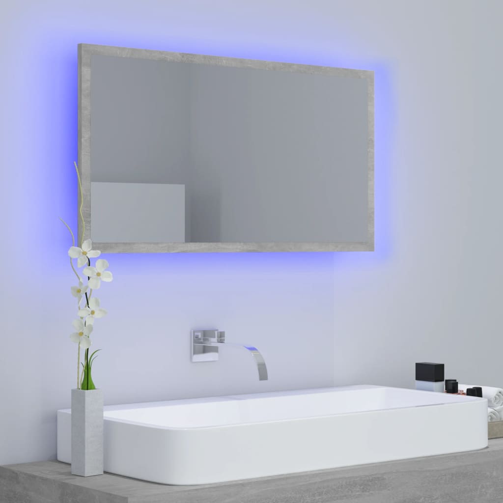 Specchio da Bagno a LED Grigio 80x8,5x37 cm in Acrilico 804928