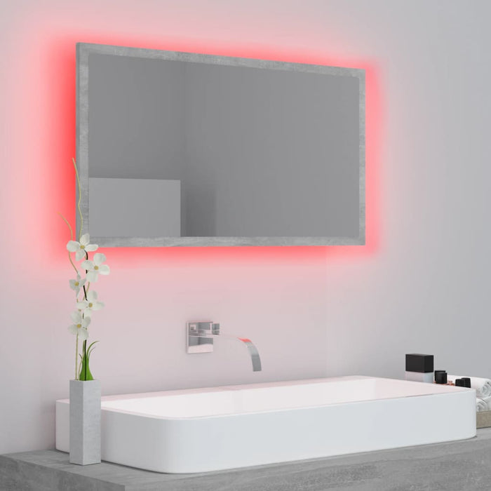 Specchio da Bagno LED Grigio Cemento 80x8,5x37 cm in Truciolato cod mxl 69325