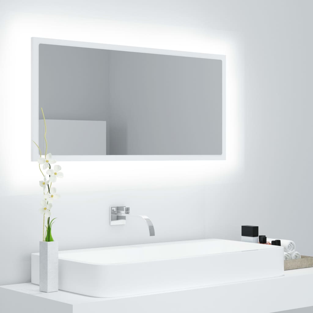 Specchio da Bagno con LED Bianco 90x8,5x37 cm in Acrilico cod mxl 78065