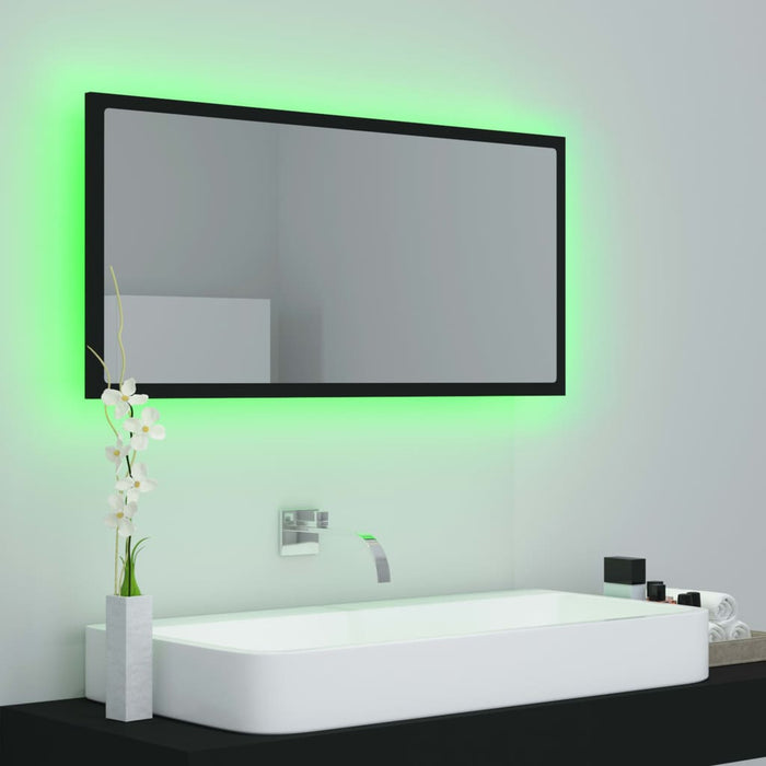 Specchio da Bagno a LED Nero 90x8,5x37 cm in Acrilico 804933