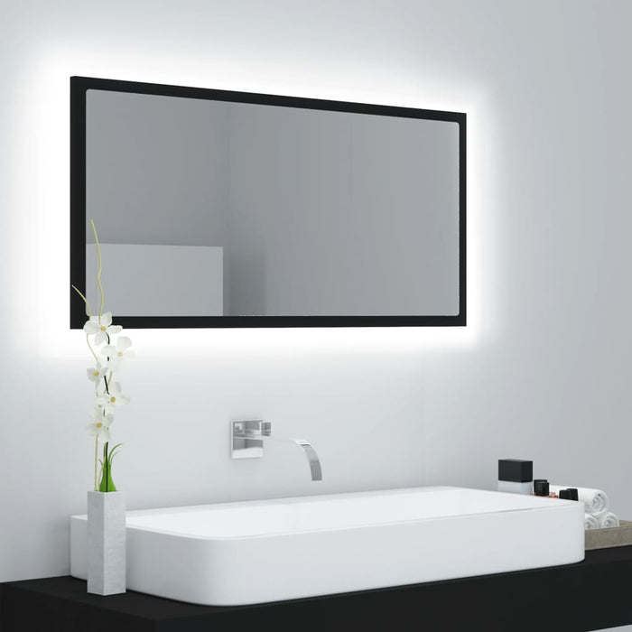 Specchio da Bagno a LED Nero 90x8,5x37 cm in Acrilico 804933