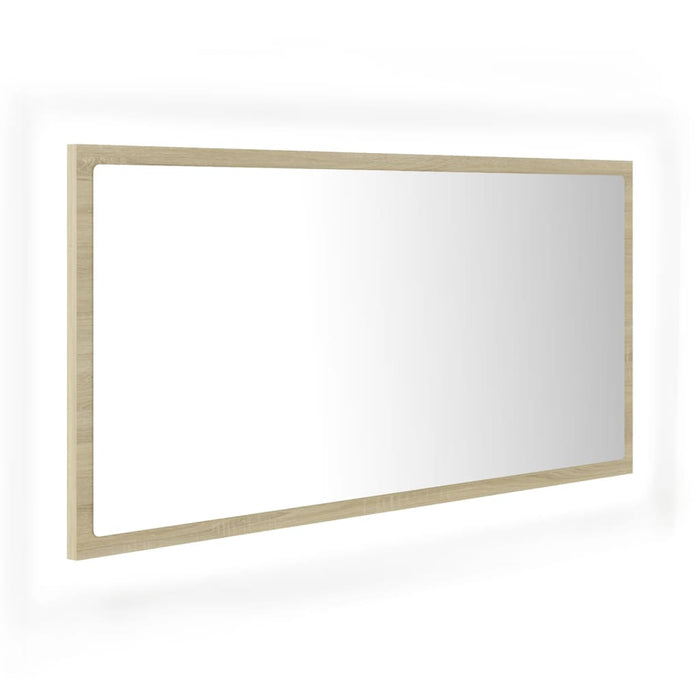 Specchio da Bagno LED-Specchio decorativo con LED Rovere Sonoma 90x8,5x37 cm in Acrilico