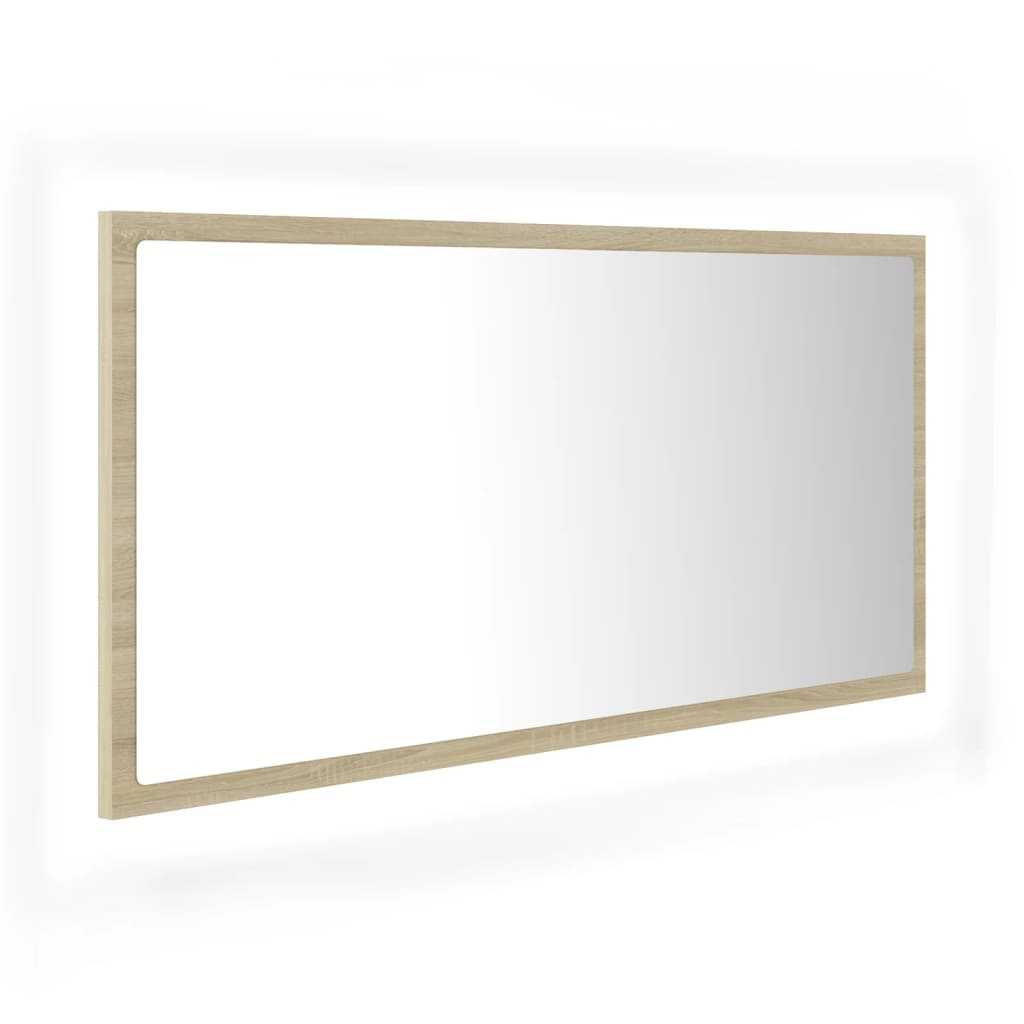 Specchio da bagno a LED 90 x 8,5 x 37 cm rovere acrilico 02_0006964