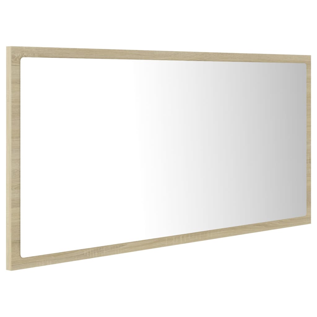 Specchio da bagno a LED 90 x 8,5 x 37 cm rovere acrilico 02_0006964