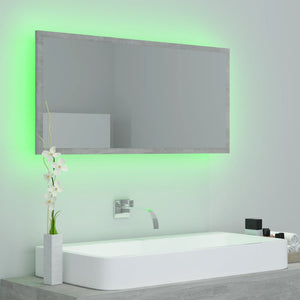 Specchio da Bagno a LED Grigio 90x8,5x37 cm in Acrilico 804936