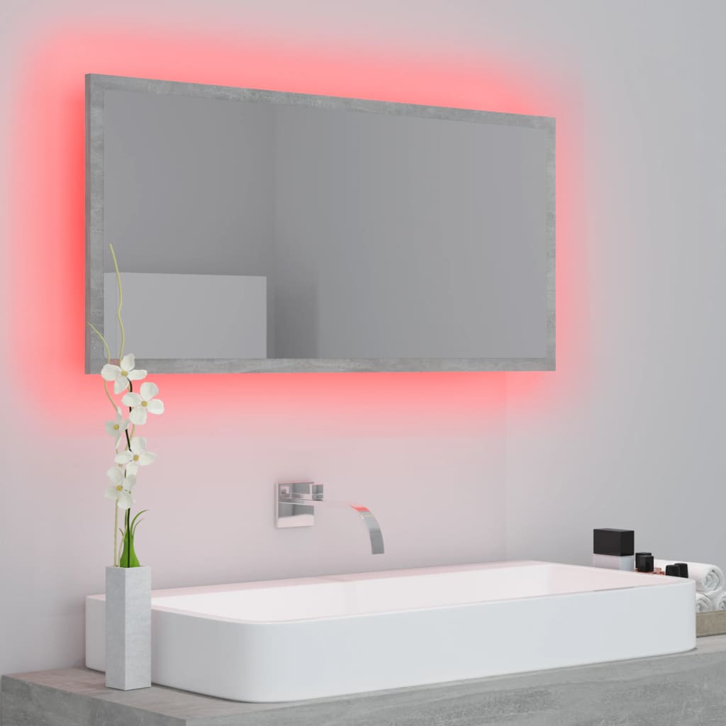 Specchio da Bagno a LED Grigio 90x8,5x37 cm in Acrilico 804936