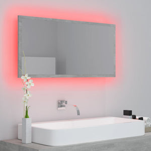 Specchio da Bagno a LED Grigio 90x8,5x37 cm in Acrilico 804936