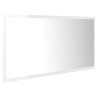 Specchio da Bagno LED Bianco Lucido 90x8,5x37 cm in Acrilico 804937