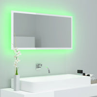 Specchio da Bagno LED Bianco Lucido 90x8,5x37 cm in Acrilico 804937