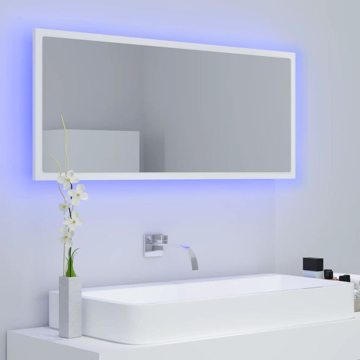 Specchio da Bagno con LED-Specchio per Bagno Bianco 100x8,5x37 cm in Acrilico