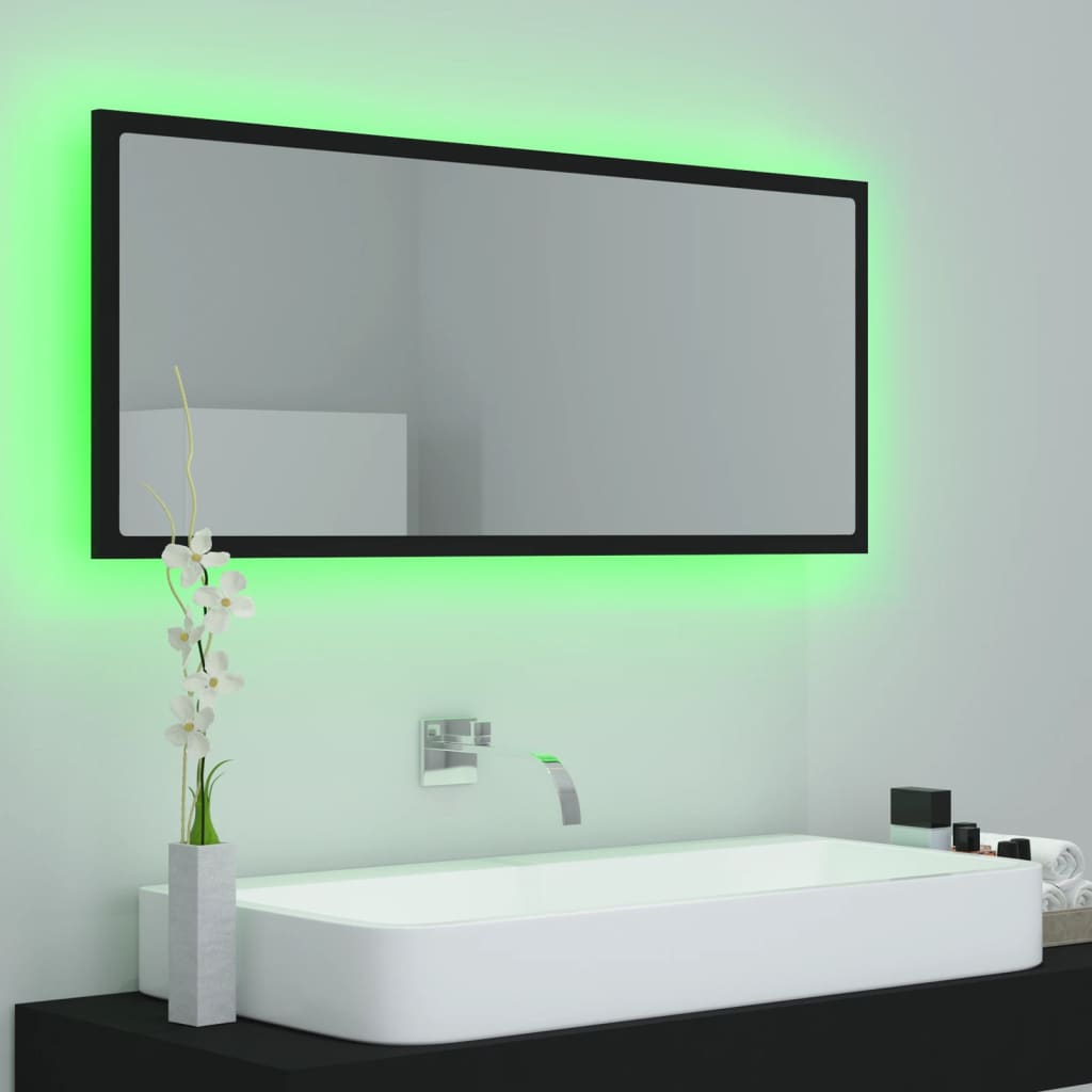 Specchio da Bagno a LED Nero 100x8,5x37 cm in Acrilico 804941