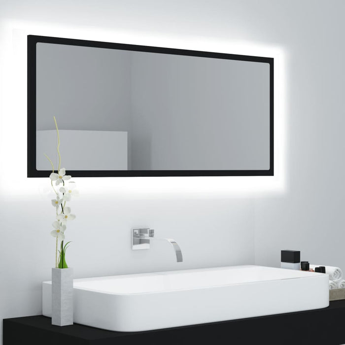 Specchio da Bagno a LED Nero 100x8,5x37 cm in Acrilicocod mxl 130112