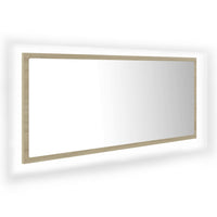 Specchio da bagno a LED 100 x 8,5 x 37 cm acrilico rovere Sonoma 02_0006960