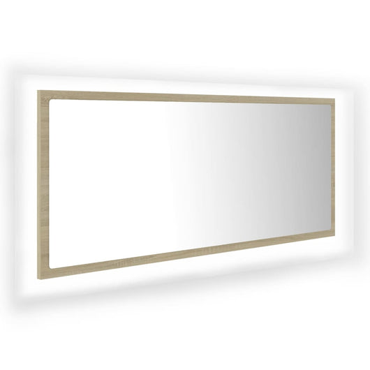 Specchio da bagno a LED 100 x 8,5 x 37 cm acrilico rovere Sonoma 02_0006960