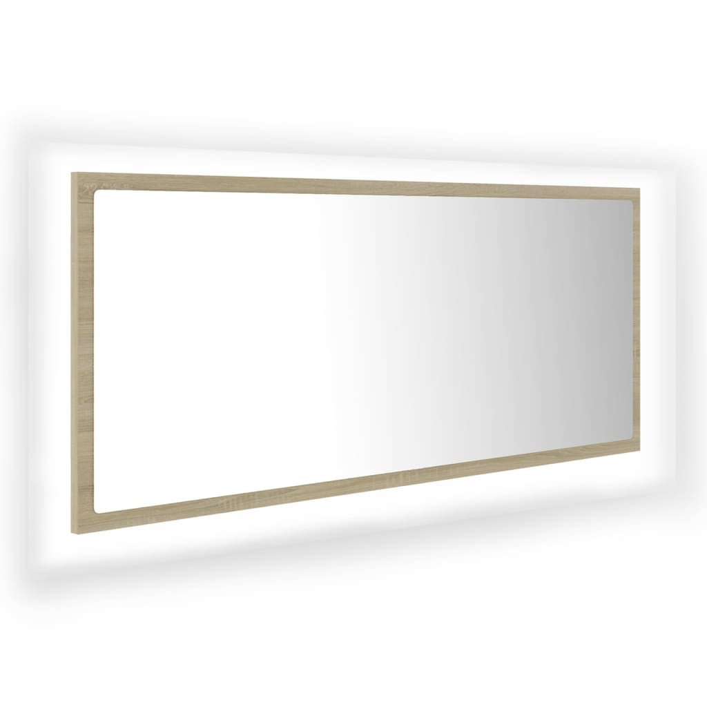 Specchio da Bagno LED-Specchio decorativo con LED Rovere Sonoma 100x8,5x37 cm in Acrilico
