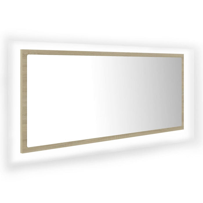 Specchio da Bagno LED-Specchio decorativo con LED Rovere Sonoma 100x8,5x37 cm in Acrilico