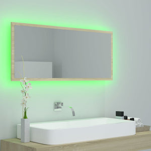 Specchio da Bagno LED Rovere Sonoma 100x8,5x37 cm in Acrilico 804943