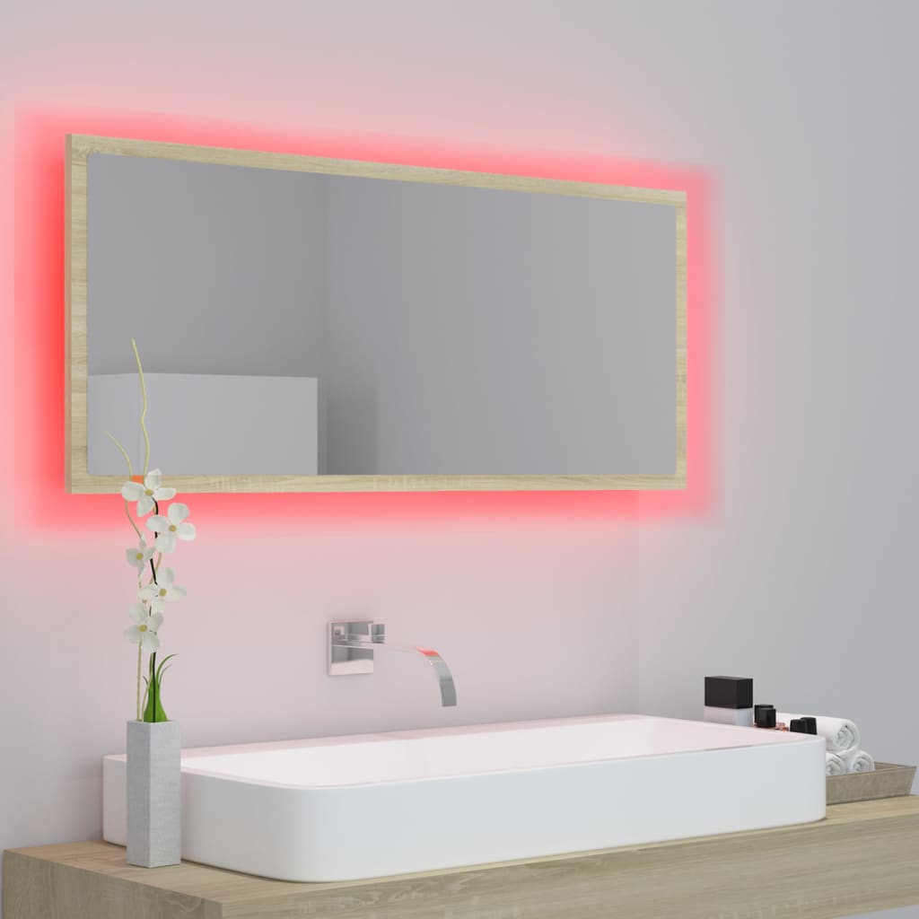 Specchio da Bagno LED Rovere Sonoma 100x8,5x37 cm in Truciolato cod mxl 65621