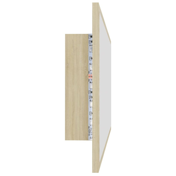 Specchio da Bagno LED-Specchio decorativo con LED Rovere Sonoma 100x8,5x37 cm in Acrilico