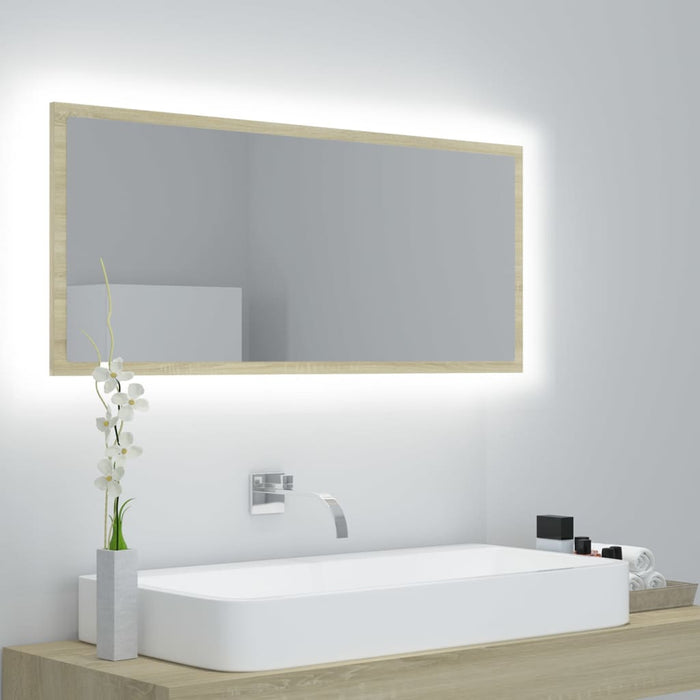 Specchio da Bagno LED Rovere Sonoma 100x8,5x37 cm in Truciolato cod mxl 65621