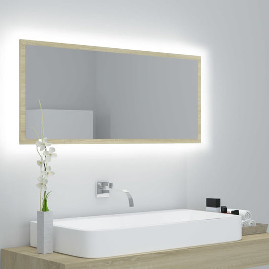 Specchio da Bagno LED Rovere Sonoma 100x8,5x37 cm in Acrilico 804943
