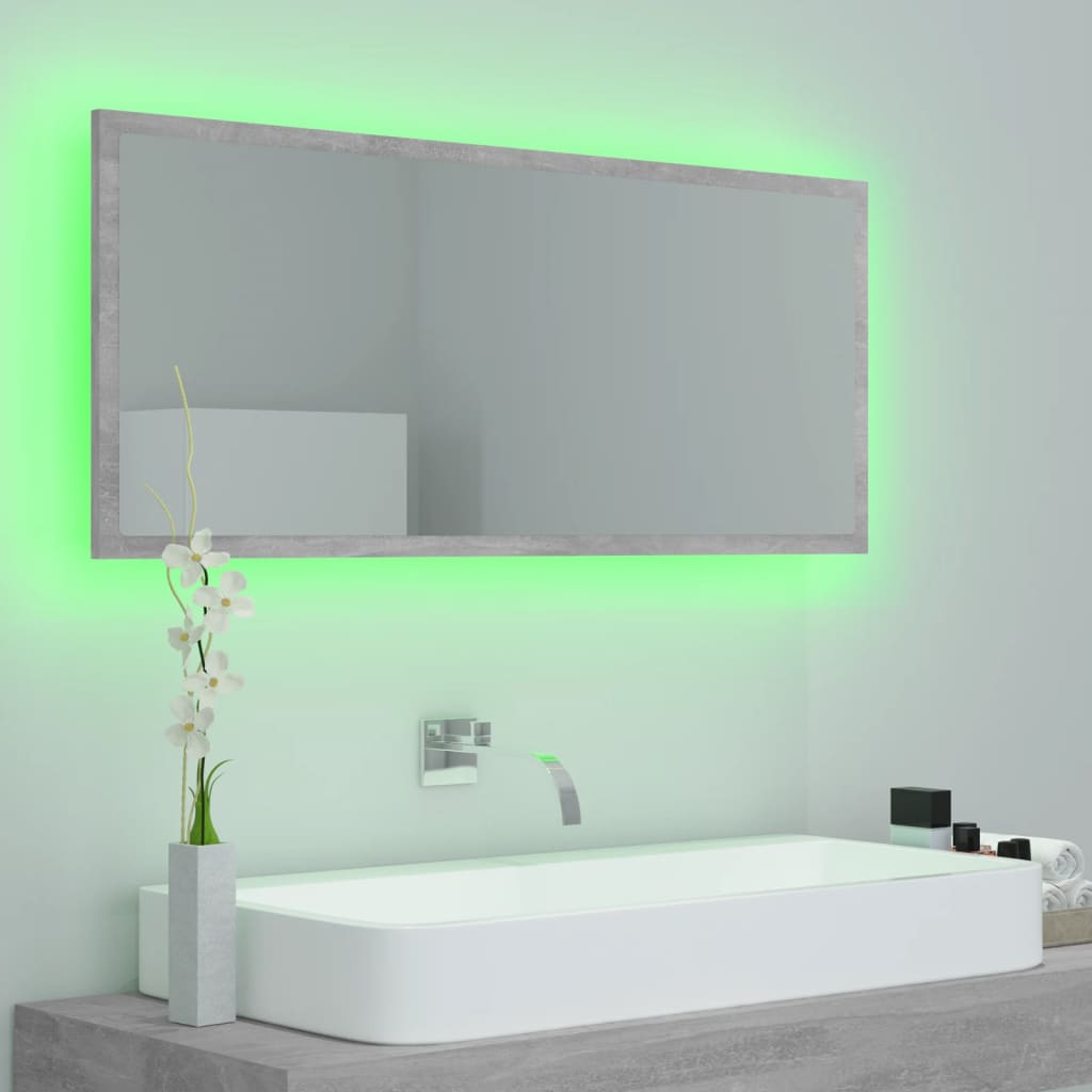 Specchio da Bagno a LED Grigio 100x8,5x37 cm in Acrilico 804944