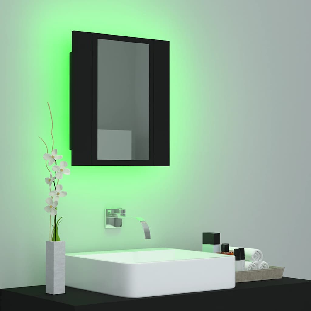 Armadietto a Specchio con Luci LED Nero 40x12x45 cm in Acrilico 804949