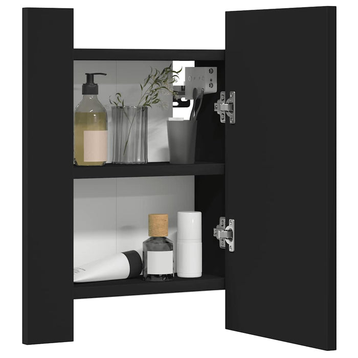 Armadietto a Specchio con Luci LED-Mobile con specchio Nero 40x12x45 cm in Acrilico