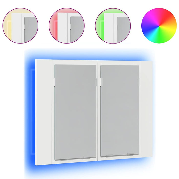 Armadietto a Specchio con Luci LED-Mobiletto a specchio Bianco 60x12x45 in Acrilico